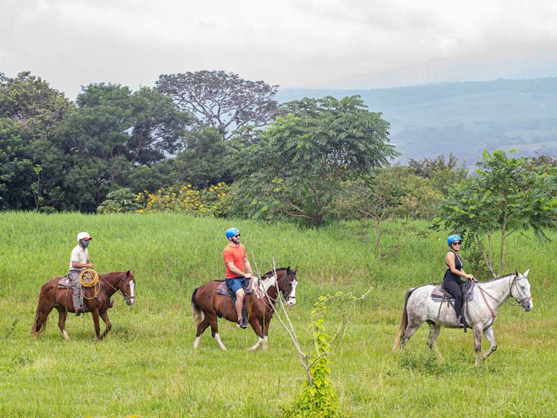 Un gruppo di persone a cavallo.