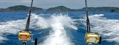 canna da pesca a poppa della barca