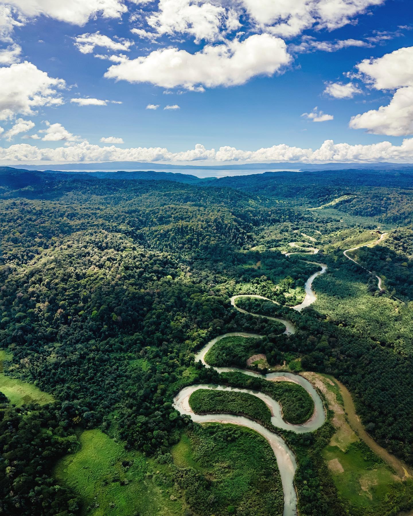 strada ventosa vista dall'aereo
