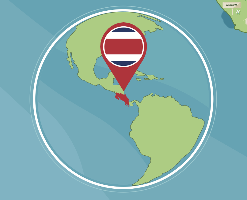 mappa della costa rica